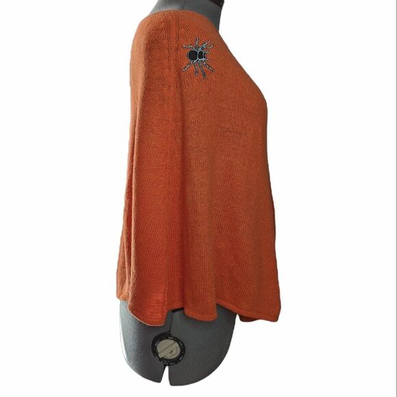 Women's Magaschoni Orange Knit Halloween Poncho, One Size - Picture 3 of 6